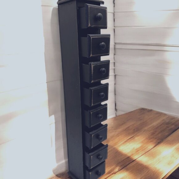 Black Primitive Wooden Mini Chest of Drawers~EUC - Picture 1 of 7